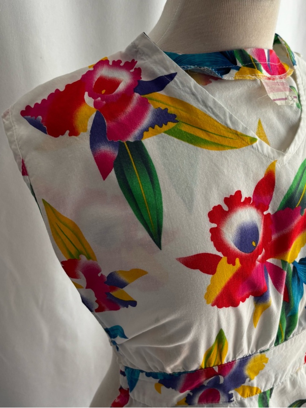 Vintage 1990s OP OCEAN PACIFIC Floral Cotton Romper / S - Picture 4 of 16